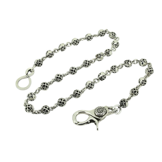 Fleur de Lis Sterling Silver Beaded Wallet Chain