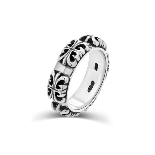 Sterling Silver Multi FDL Battle Ring