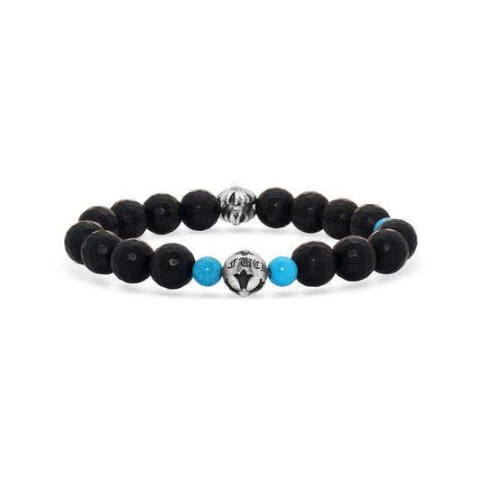 Black Agate & Turquoise Bead Bracelet