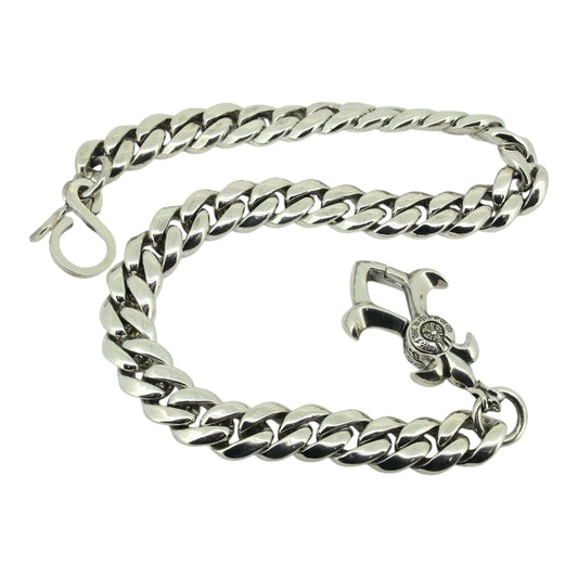 FDL Cuban Sterling Silver Wallet Chain with Clip and S Hook