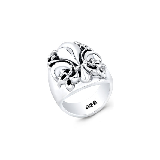 Fleur de Lis Battle Sterling Silver Ring