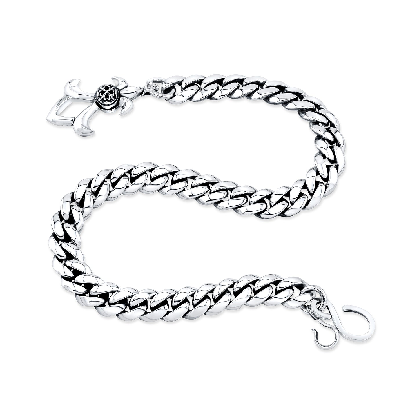 FDL Cuban Sterling Silver Wallet Chain with Clip and S Hook