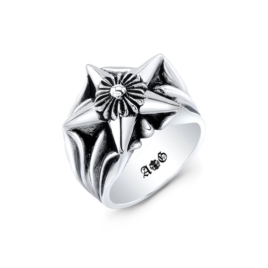 Cross'n Star Sterling Silver Ring