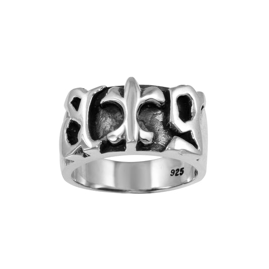 Large Fleur de Lis Sterling Silver Ring