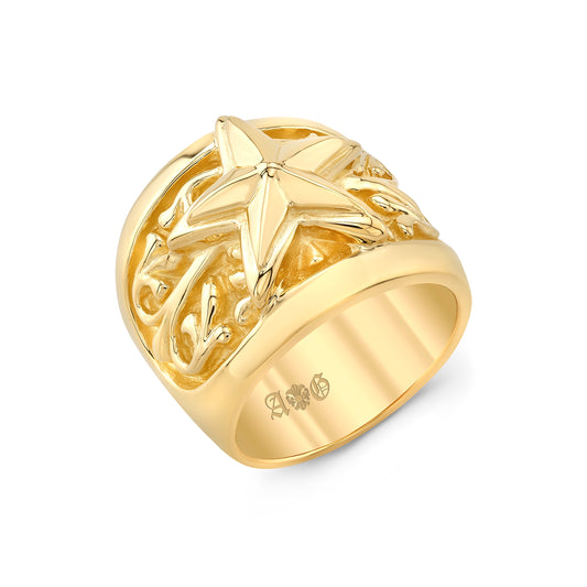 Statement Cross Overlay 14K Yellow Gold Ring