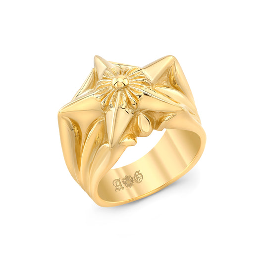 Cross'n Star Ring 14K Yellow Gold