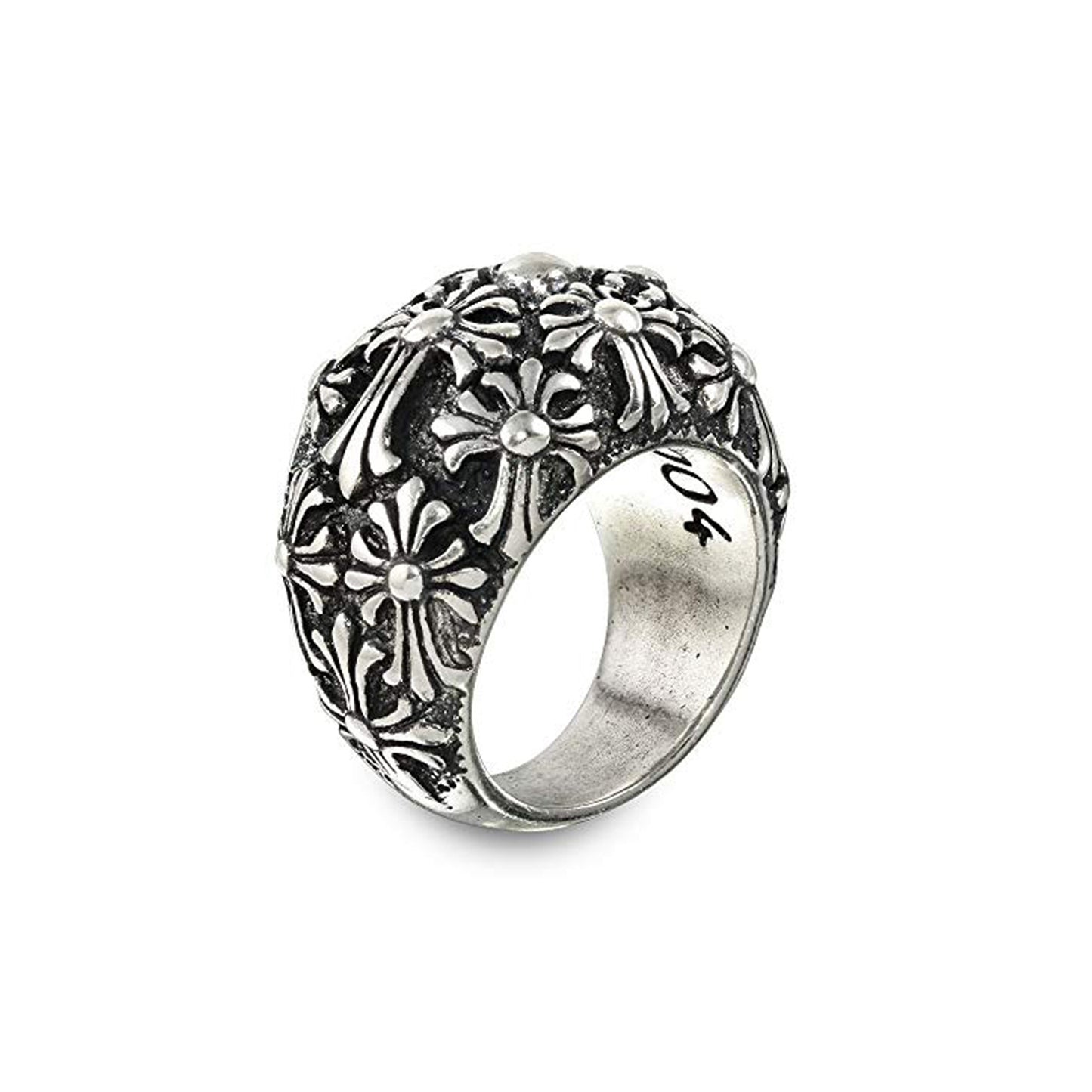 Multi Cross Sterling Silver Dome Ring